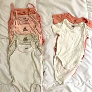 H&M onesies. Size newborn and 6 months